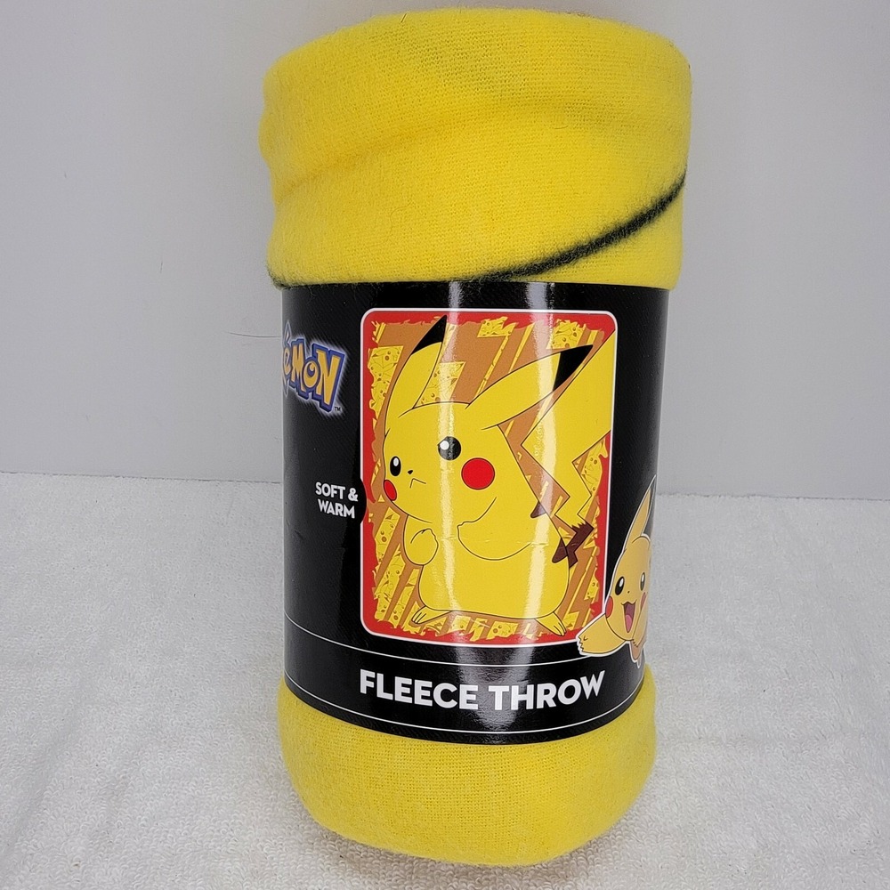 Pokemon Pikachu Yellow Fleece Blanket Throw Northwest Company  40"x50" 2017
